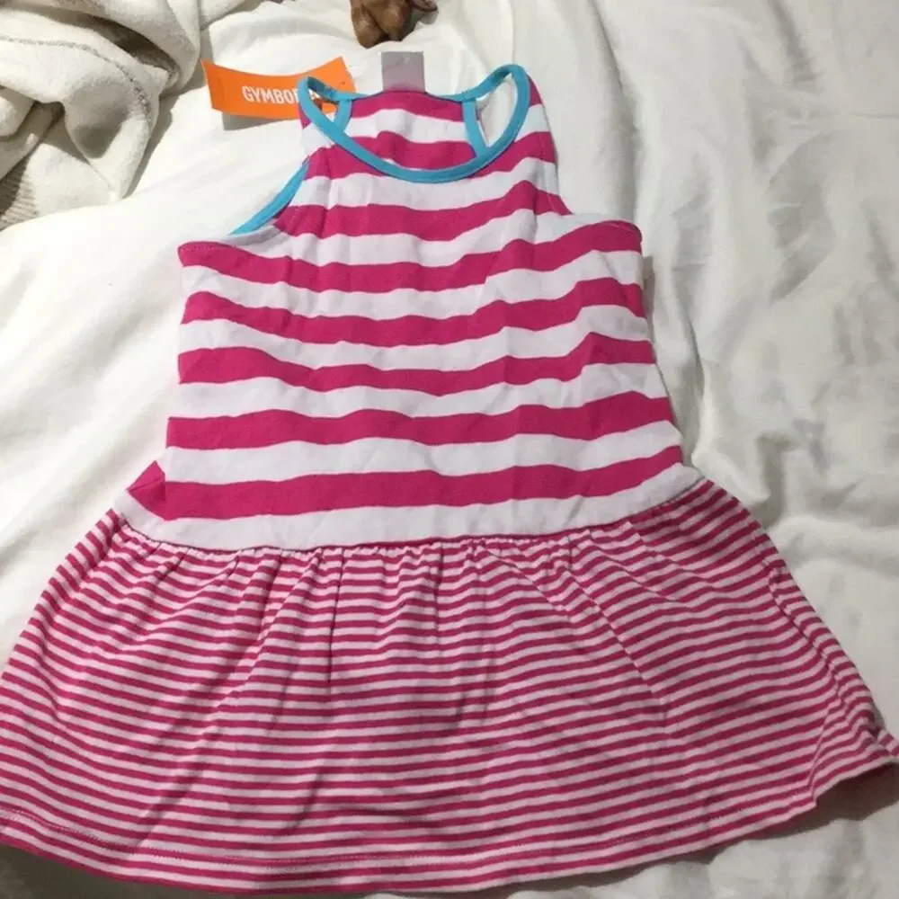 Gymboree hot pink strip 💯 cotton drop waist dress